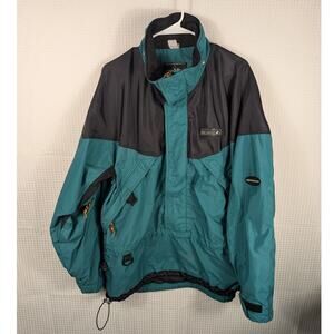 Mobius Canada Anorak Jacket Men XL Teal Black 90s Vintage Outdoor Pullover